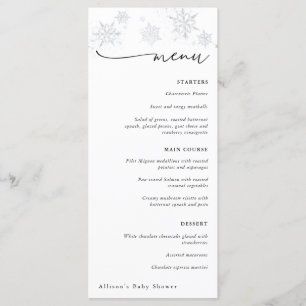 Silver Snowflakes Winter Baby Shower Menu