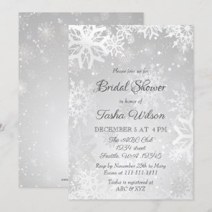 Silver Snowflakes Winter Bridal Shower Invitation