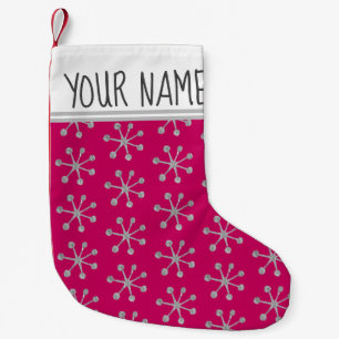 Silver Snowflakes Winter Custom Name Small Christmas Stocking