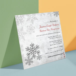 Silver Snowflakes Winter Wedding  Invitation