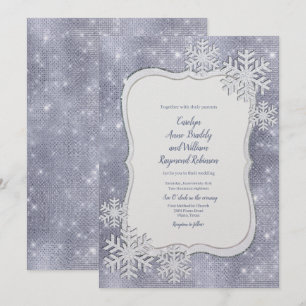 Silver Snowflakes Winter Wedding Invitation