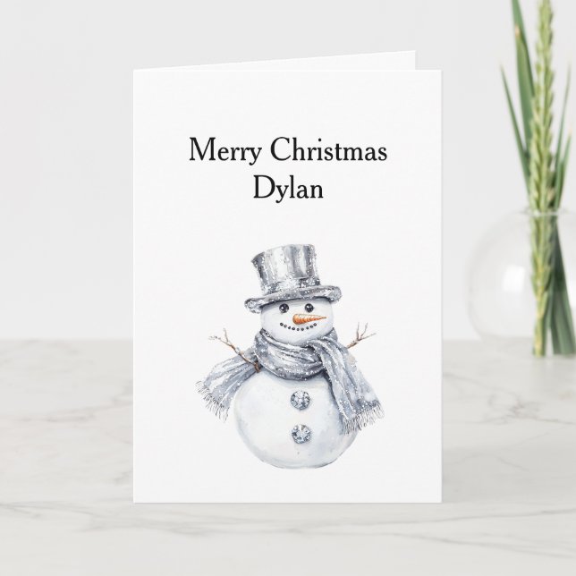 Silver Snowman Christmas Card (Front)