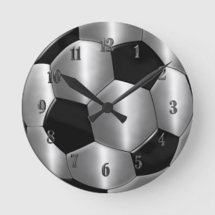 Silver Soccer Ball Clock