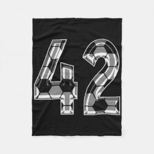 Silver Soccer Pattern Number 42 Jersey Player Unif Fleece Blanket