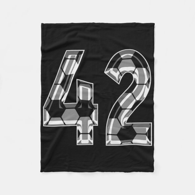 Silver Soccer Pattern Number 42 Jersey Player Unif Fleece Blanket (Front)