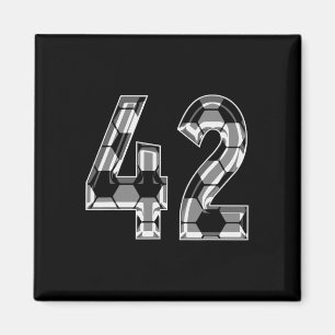 Silver Soccer Pattern Number 42 Jersey Player Unif Magnet