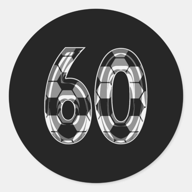 Silver Soccer Pattern Number 60 Jersey Player Unif Classic Round Sticker (Front)