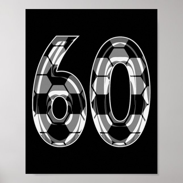 Silver Soccer Pattern Number 60 Jersey Player Unif Poster (Front)