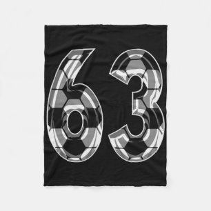Silver Soccer Pattern Number 63 Jersey Player Unif Fleece Blanket