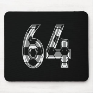 Silver Soccer Pattern Number 64 Jersey Player Unif Mouse Mat