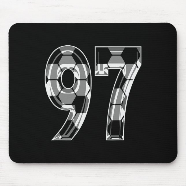 Silver Soccer Pattern Number 97 Jersey Player Unif Mouse Mat (Front)