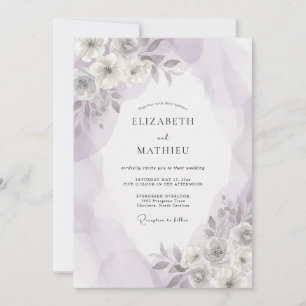 Silver Soft Lilac Petal Wedding Invitation