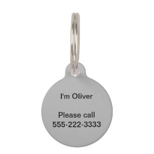 Silver Solid Colour Custom Name Pet Tag