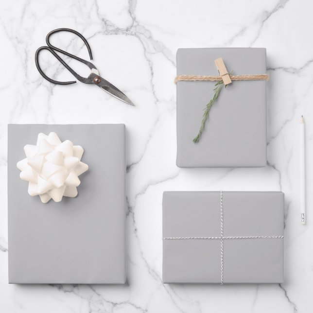 Silver solid colour  wrapping paper sheets (Front)