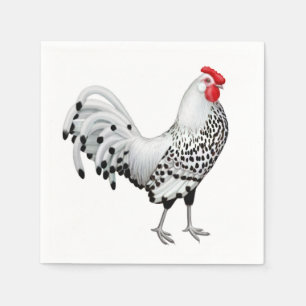 Silver Spangled Hamburg Rooster Paper Napkins