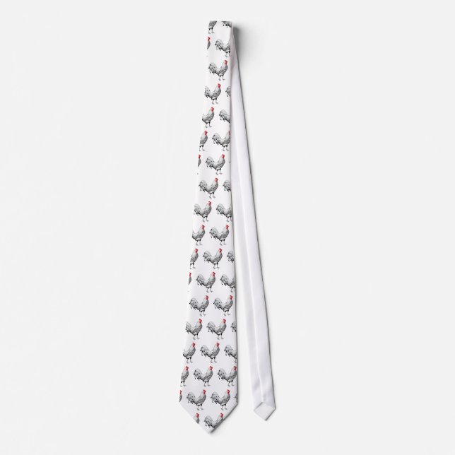 Silver Spangled Hamburg Rooster Tie (Front)