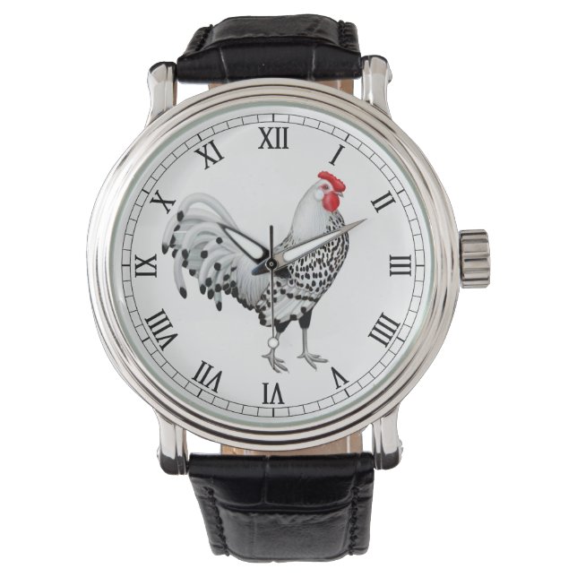Silver Spangled Hamburg Rooster Watch (Front)