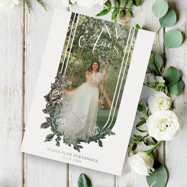 Silver Spanish Luxury Trendy Floral Mis XV Photo (Creator Uploaded)
