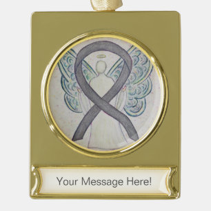 Silver Sparkle Awareness Ribbon Angel Art Ornament