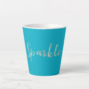 Silver Sparkle Bright Aqua Blue Latte Mug