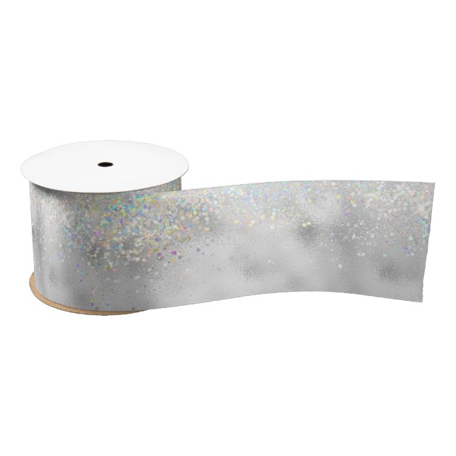 silver sparkle cute glitter satin ribbon (Spool)