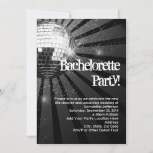 Silver Sparkle Disco Ball Bachelorette Party Invitation