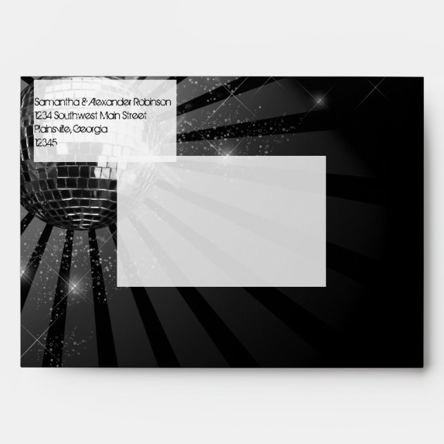 Silver Sparkle Disco Ball Party Envelopes (Front)