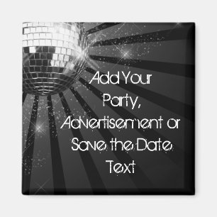Silver Sparkle Disco Ball Party Magnet