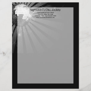 Silver Sparkle Disco Ball Party Personalized Letterhead