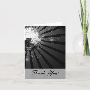 Silver Sparkle Disco Ball Party Thank You Card
