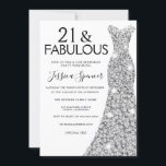 Silver Sparkle Dress 21 & Fabulous 21st Birthday Invitation<br><div class="desc">Silver Sparkle Dress 21 & Fabulous 21st Birthday Invitation
Variations to the invitation and matching items in our store</div>