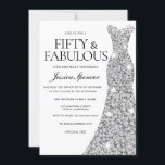 Silver Sparkle Dress 50 & Fabulous 50th Birthday Invitation<br><div class="desc">Silver Sparkle Dress 50 & Fabulous 50th Birthday womans 50th birthday party

Variations to the invitation and matching items in our store</div>
