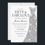 Silver Sparkle Dress 50 & Fabulous 50th Birthday Invitation<br><div class="desc">Silver Sparkle Dress 50 & Fabulous 50th Birthday womans 50th birthday party

Variations to the invitation and matching items in our store</div>