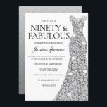 Silver Sparkle Dress 90 & Fabulous 90th Birthday Invitation<br><div class="desc">Silver Sparkle Dress 90 & Fabulous 60th Birthday womans 90th birthday party

Variations to the invitation and matching items in our store</div>