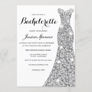 Silver Sparkle Dress Bachelorette Party Invite