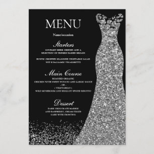 Silver Sparkle Dress Black Birthday Party Bridal Menu