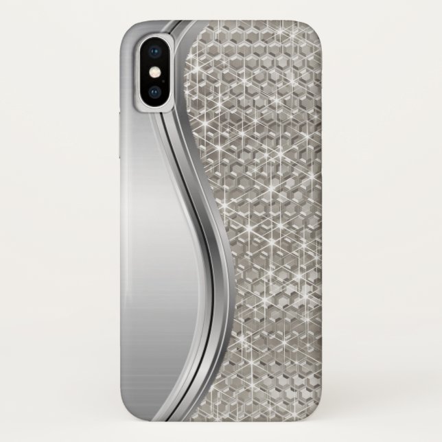 Silver Sparkle Glam Bling Metal Look Case-Mate iPhone Case (Back)