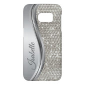 Silver Sparkle Glam Bling Personalised Metal Case-Mate Samsung Galaxy Case (Back)