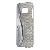 Silver Sparkle Glam Bling Personalised Metal Case-Mate Samsung Galaxy Case (Back Left)