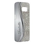 Silver Sparkle Glam Bling Personalised Metal Case-Mate Samsung Galaxy Case (Back/Right)