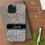 Silver Sparkle Glam Bling Personalized Metal iPhone 15 Case<br><div class="desc">This design was created though digital art.No actual glitter is used to make this case. It may be personalized in the area provide or customizing by choosing the click to customize further option and changing the name, initials or words. You may also change the text color and style or delete...</div>