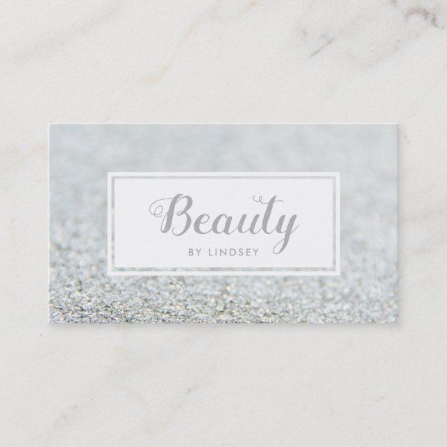 Silver Sparkle Glitter Beauty Make Up Artist Business Card (Front)