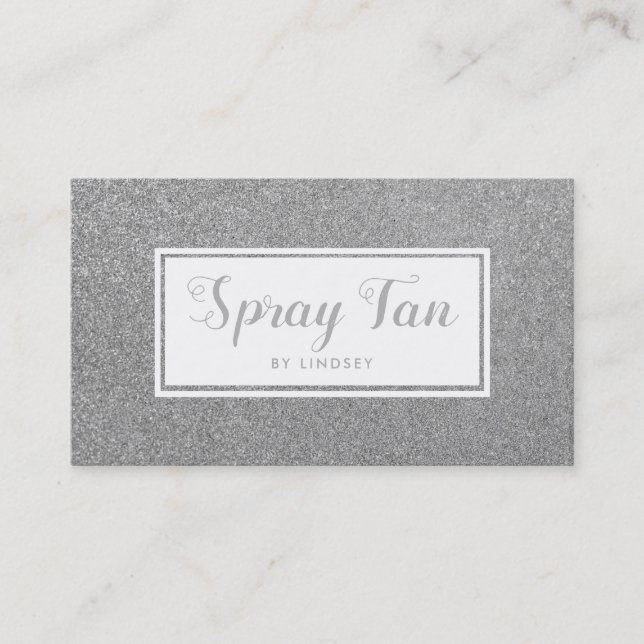 Silver Sparkle Glitter Beauty Spray Tan Salon Business Card (Front)