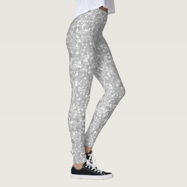 Silver Sparkle Glitter Elegant Leggings (Right)