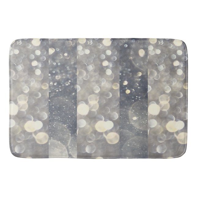 Silver Sparkle Glitter Glamour Glam Modern Trendy Bath Mat (Front)