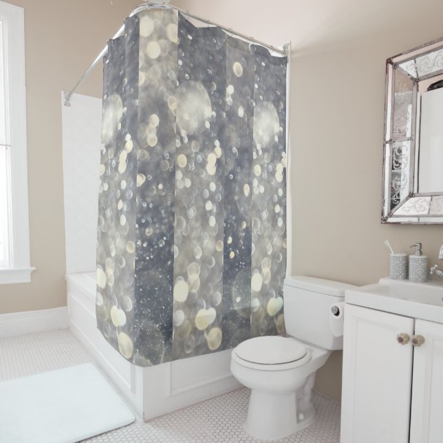Silver Sparkle Glitter Glamour Glam Modern Trendy Shower Curtain (In Situ)
