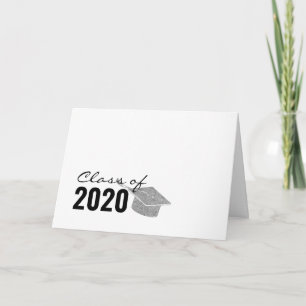 Silver Sparkle Glitter Graduation Class of 2020 Card