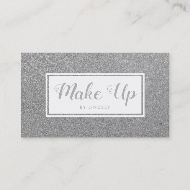 Silver Sparkle Glitter Make Up Artist Business Card (Front)