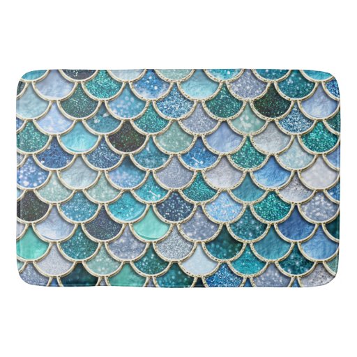 Image of Silver Sparkle Glitter Mermaid Scales Bath Mat