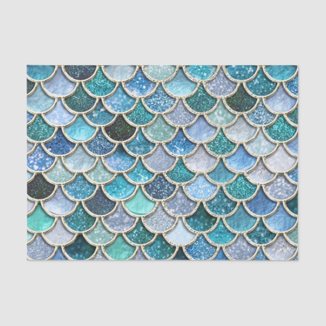 Silver Sparkle Glitter Mermaid Scales Tissue Paper (Front)